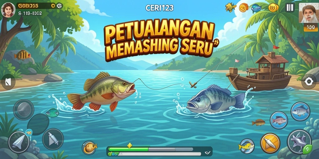 Screenshot gameplay <strong>CERI123</strong> menunjukkan aksi memancing yang menarik.
