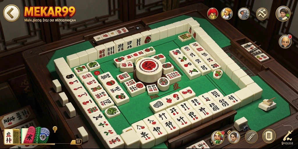 Tampilan gameplay Mahjong di MEKAR99 yang menarik dan interaktif.
