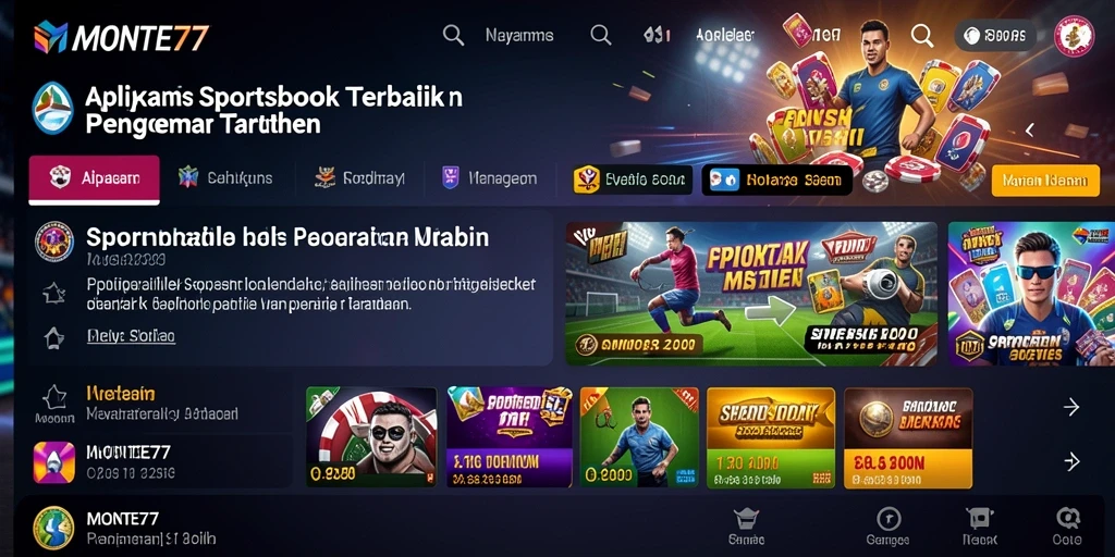 Tampilan gameplay Sportsbook di aplikasi MONTE77.