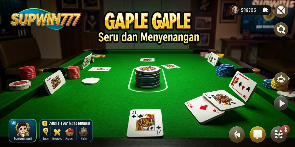 Screenshot menunjukkan gameplay menarik dari SUPWIN777 dalam permainan Gaple.